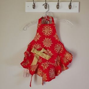 Jessie Steele girls Christmas Apron Snowflake New